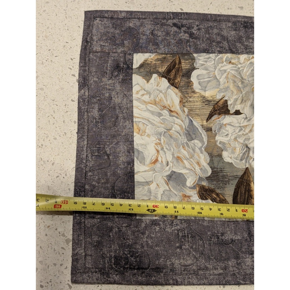 Quilted Placemats (6) and Table Runner (1) Set Of 7 - Reversible Floral Peonies - Picture 13 of 14